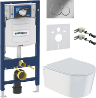 Комплект Унитаз подвесной IDDIS Stone + Крепления Geberit Duofix 111.815.00.1 к стене + Звукоизоляция + Инсталляция UP 320 111.300.00.5 + Кнопка Sigma 01 115.770.21.5 хром