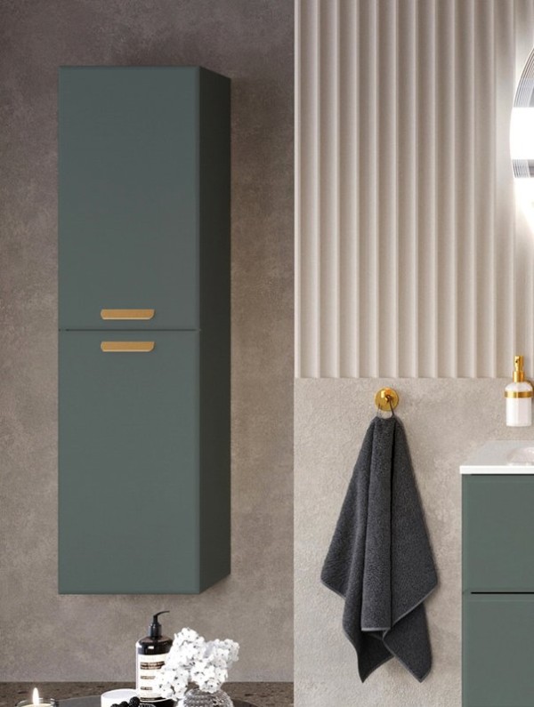 Шкаф-пенал для ванной Cezares Eco-Cer-N 40 универсальный серо-зеленый матовый, ручки сатиновое золото