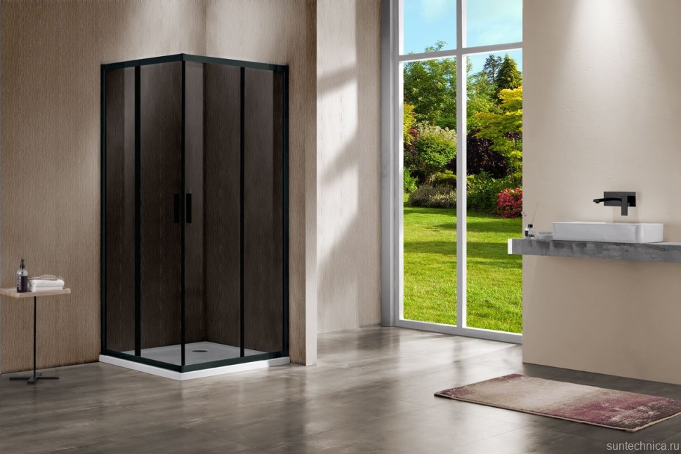 Душевой уголок Vincea Garda VSS-1G900CGB 90x90, профиль черный, стекло тонированное