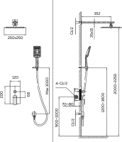 Душевой комплект AltroBagno Lamberto AltroBagnoLamberto040105MB С ВНУТРЕННЕЙ ЧАСТЬЮ, матовый черный