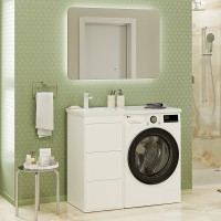 Мебель для ванной комнаты Brevita Grafit 40 L под стиральную машину, раковина Kamilla белая