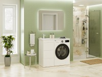 Мебель для ванной комнаты Brevita Grafit 40 L под стиральную машину, раковина Kamilla белая