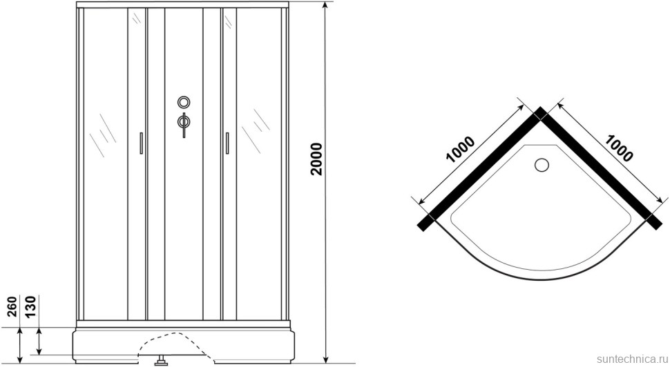 Душевая кабина Niagara Classic G-6702-14BK 100x100 см, без крыши