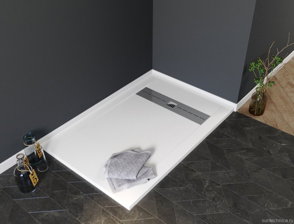 Поддон для душа Aquanet Delight 140x90 белый камень, с сифоном