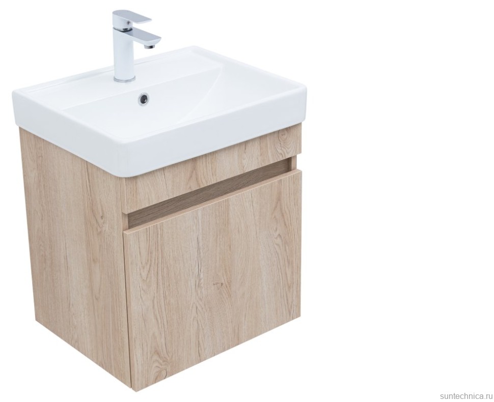 Тумба с раковиной Aquanet Оптима 50 подвесная, дуб светлый
