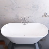 Ванна из искусственного камня Фэма Грация 175x75 см, отдельностоящая, белая, овальная, на ножках