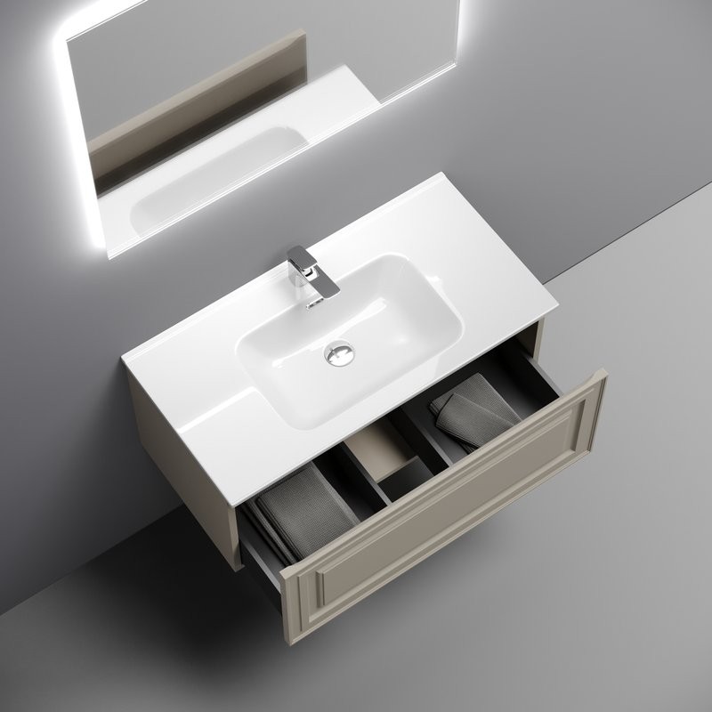 Тумба с раковиной Sancos Very 90 beige soft, раковина CN7002