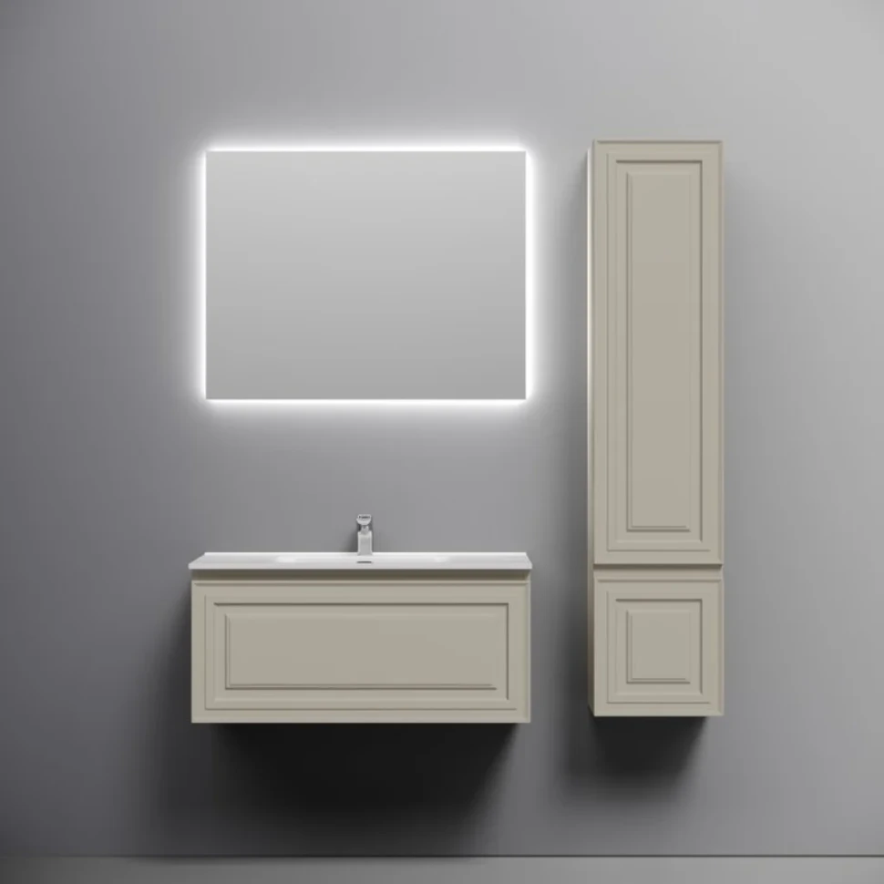 Тумба с раковиной Sancos Very 90 beige soft, раковина CN7002