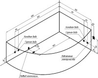 Акриловая ванна Radomir Алари Релакс 170x120 см, угловая, левая, пристенная, с гидромассажем, белая, асимметричная, с каркасом, с экраном, с сиденьем, со сливом-переливом