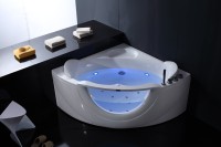 Акриловая ванна Orans OLS-BT65103 150x150 см, угловая, пристенная, с гидромассажем, белая, четверть круга, с каркасом, с экраном, со смесителем, со сливом-переливом, с подсветкой, с подголовником