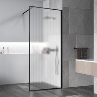 Душевая перегородка Vincea Walk-in HP Art VSW-1HP800FLB 80 см, профиль матовый черный, стекло рифленое