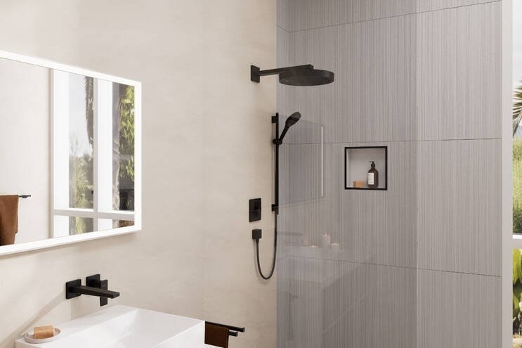 Кронштейн для верхнего душа Hansgrohe Square 27694670 38,9 см, матовый черный