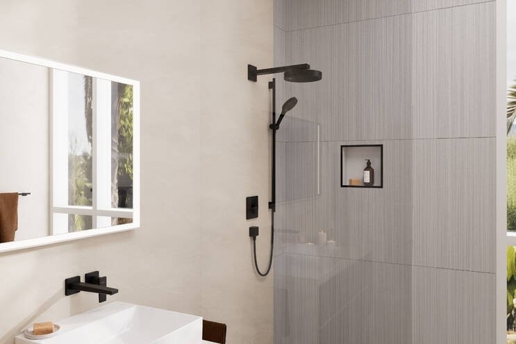 Кронштейн для верхнего душа Hansgrohe Square 27694670 38,9 см, матовый черный