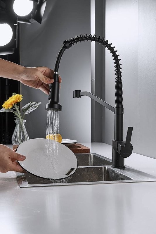 Смеситель для кухни Shevanik S963H с гибким изливом, черный