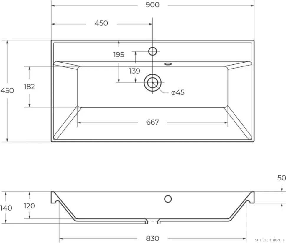 Мебельная раковина BelBagno BB900/450-LV-ART-AST-NERO черная матовая