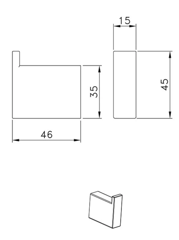 Крючок AltroBagno Aperto 081003 MB матовый черный, на шурупах