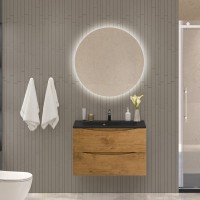 Тумба с раковиной BelBagno Marino 80 подвесная, rovere nature, черная раковина