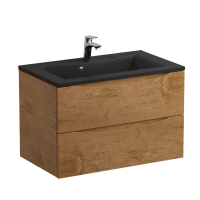 Тумба с раковиной BelBagno Marino 80 подвесная, rovere nature, черная раковина