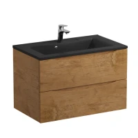 Тумба с раковиной BelBagno Marino 80 подвесная, rovere nature, черная раковина