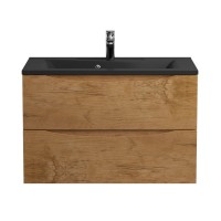 Тумба с раковиной BelBagno Marino 80 подвесная, rovere nature, черная раковина