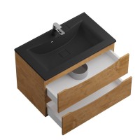 Тумба с раковиной BelBagno Marino 80 подвесная, rovere nature, черная раковина