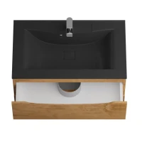 Тумба с раковиной BelBagno Marino 80 подвесная, rovere nature, черная раковина