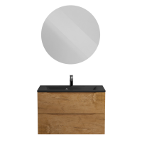 Тумба с раковиной BelBagno Marino 80 подвесная, rovere nature, черная раковина