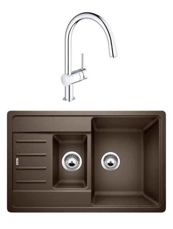 Комплект Мойка Blanco Legra 45 S Compact кофе + Смеситель Grohe Minta 3291800E хром