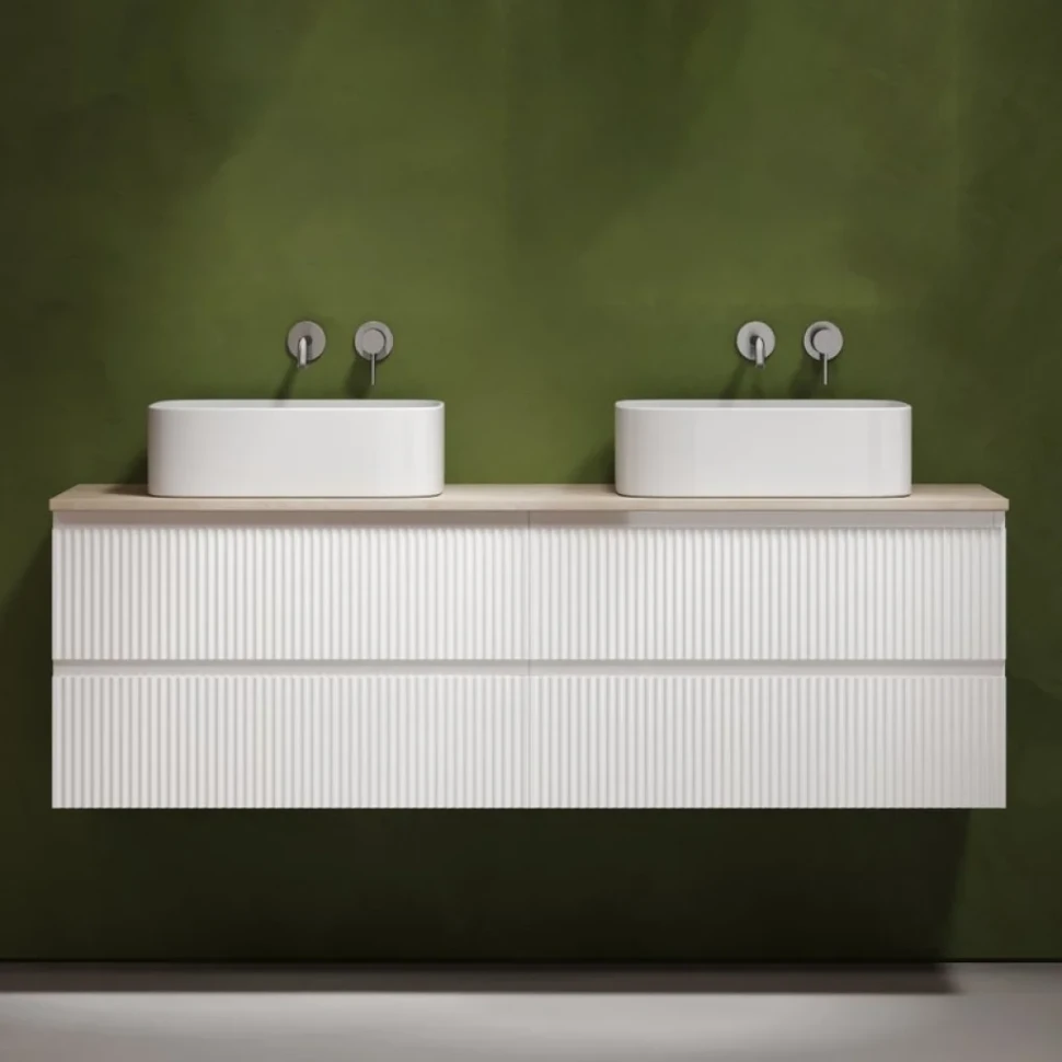 Тумба с раковиной Sancos Snob R 160 bianco, столешница бежевая TT160A2, раковина CN6052
