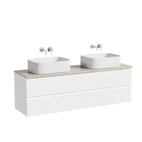 Тумба с раковиной Sancos Snob R 160 bianco, столешница бежевая TT160A2, раковина CN6052