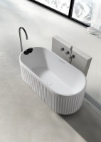 Ванна из искусственного камня AltroBagno Gianni 090211 170x75 см, отдельностоящая, матовая белая, овальная, на ножках, с донным клапаном, с подголовником