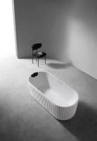 Ванна из искусственного камня AltroBagno Gianni 090211 170x75 см, отдельностоящая, матовая белая, овальная, на ножках, с донным клапаном, с подголовником