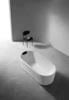 Ванна из искусственного камня AltroBagno Gianni 090211 170x75 см, отдельностоящая, матовая белая, овальная, на ножках, с донным клапаном, с подголовником
