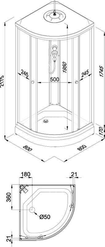 Душевая кабина Triton Вельвет Щ0000064622 80х80 А