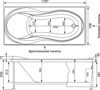 Акриловая ванна Aquanet Grenada 00205395 180x80 см, пристенная, белая, с каркасом