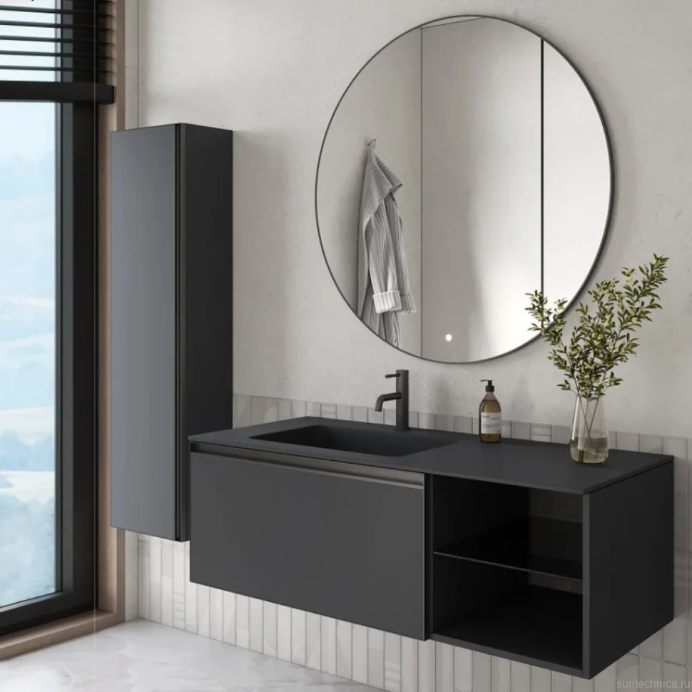 Тумба с раковиной Armadi Art Quatro 6 120 anthracite, с раковиной anthracite