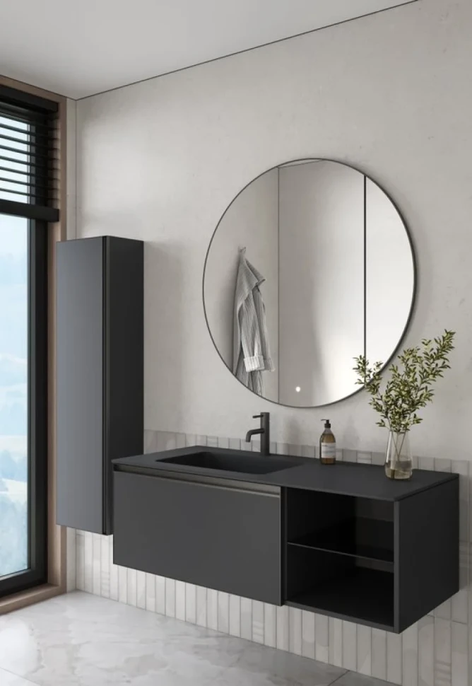 Тумба с раковиной Armadi Art Quatro 6 120 anthracite, с раковиной anthracite