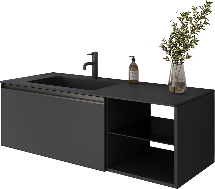 Тумба с раковиной Armadi Art Quatro 6 120 anthracite, с раковиной anthracite