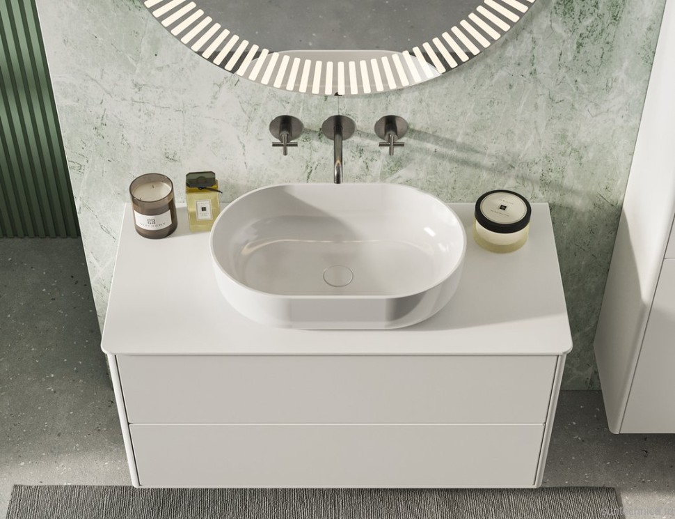 Накладная раковина Belux Турин 56 глянцевая белая, овальная