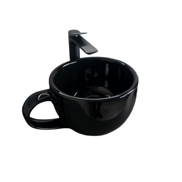 Накладная раковина GID Creativo Nc9077 40 глянцевая черная, круглая, фаянс