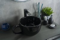 Накладная раковина GID Creativo Nc9077 40 глянцевая черная, круглая, фаянс