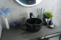 Накладная раковина GID Creativo Nc9077 40 глянцевая черная, круглая, фаянс