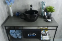 Накладная раковина GID Creativo Nc9077 40 глянцевая черная, круглая, фаянс