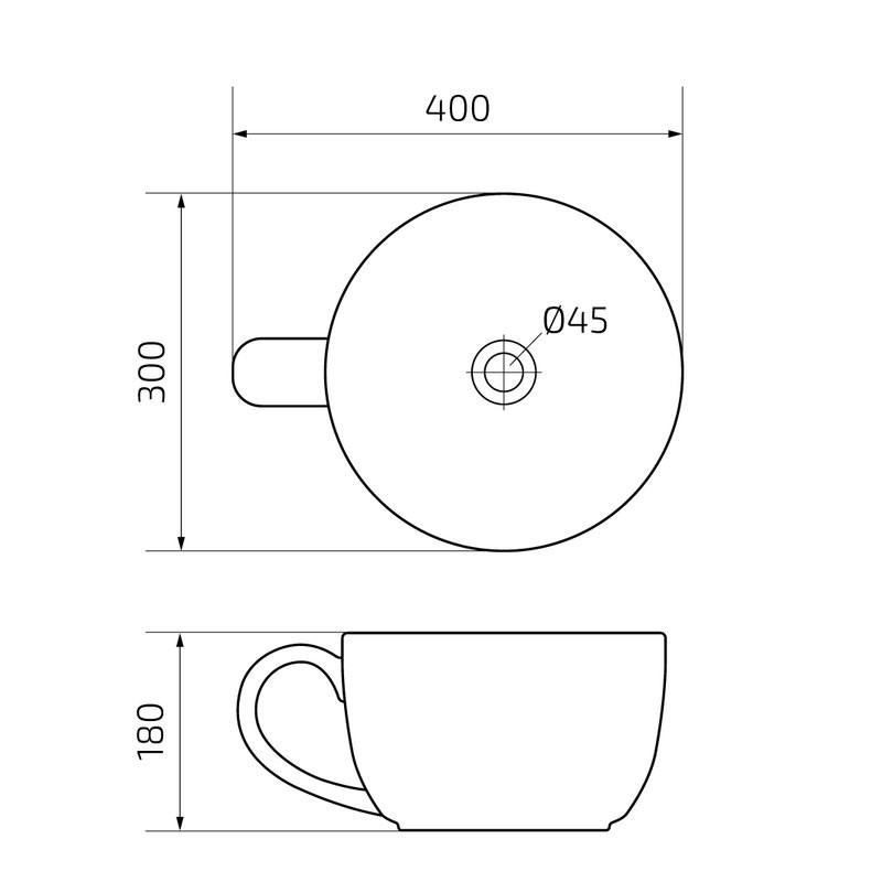 Накладная раковина GID Creativo Nc9077 40 глянцевая черная, круглая, фаянс