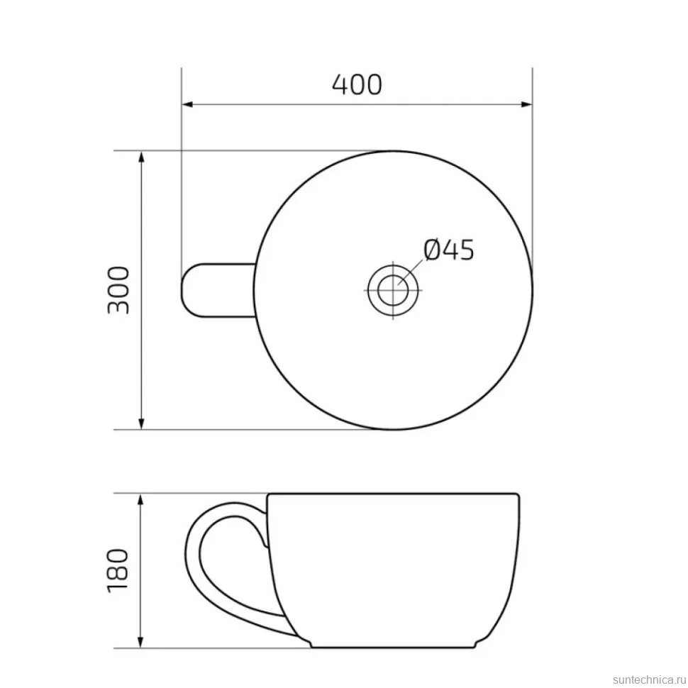 Накладная раковина GID Creativo Nc9077 40 глянцевая черная, круглая, фаянс