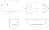 Акриловая ванна BelBagno BB410-1700-780-R без опоры 170x80 см, правая, пристенная, белая, со сливом-переливом