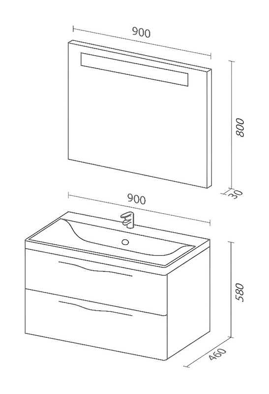 Мебель для ванной комнаты Sanvit Тандем 90 new