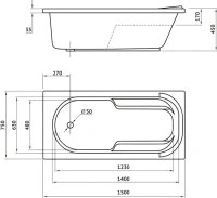 Акриловая ванна Berges Lumbo 150x75 см, пристенная, белая, на ножках