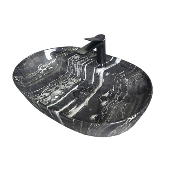 Накладная раковина GID Lago Bs1346 61 под глянцевый камень, овальная, фаянс, с 1 отверстием под смеситель