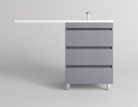 Тумба с раковиной Style Line Даллас Леон 120 R Люкс Plus напольная, серая, для стиральной машины, 3 ящика